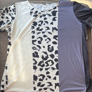 Chic Leopard Print Colorblock Top